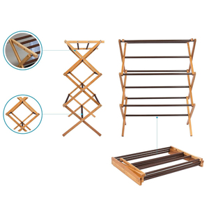 Séchoir à linge pliable en bambou à 3 niveaux Séchoir à linge suspendu en <span class=keywords><strong>bois</strong></span> pliable - Product Image 2