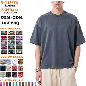 เสื้อยืดคอตตอนเนื้อหนัก 280 กรัม ซักแล้ว ทรงโอเวอร์ไซส์ คอหนา สไตล์สตรีทแวร์  แบบเรียบ รุ่น 6644 รับสกรีนโลโก้ ผลิตตามแบบ OEM ขายส่ง - Product Image 1