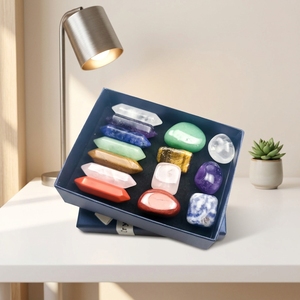 Meditazione spirituale Crystal Heart Healing Crystal 7 <span class=keywords><strong>Chakra</strong></span> Tumbling Stone Box Set double point wand kit per Crystal Craft Gift - Product Image 6