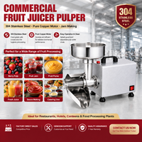 Presse-agrumes commercial en acier inoxydable 304 avec moteur en cuivre pur, machine à confiture électrique pour la transformation alimentaire en restaurant