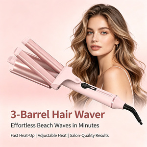 SMET Modern Salon Pink Three Barrel Ceramic Splint <strong>Curling</strong> Iron 25mm <strong>Curling</strong> Iron Water Ripple Hair <strong>bar</strong> for Barbershop - Product Image 4