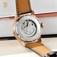 Montre mécanique personnalisable avec cadran transparent rotatif 24h, ciel étoilé, design Aventurine bleue, logo OEM