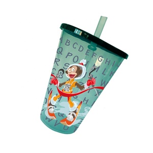 Custom Logo Pattern Drinking Cup with Lid and Straw Tumble Promotional Drinkware Toys for Retail Party Restaurant Plastic Cups
