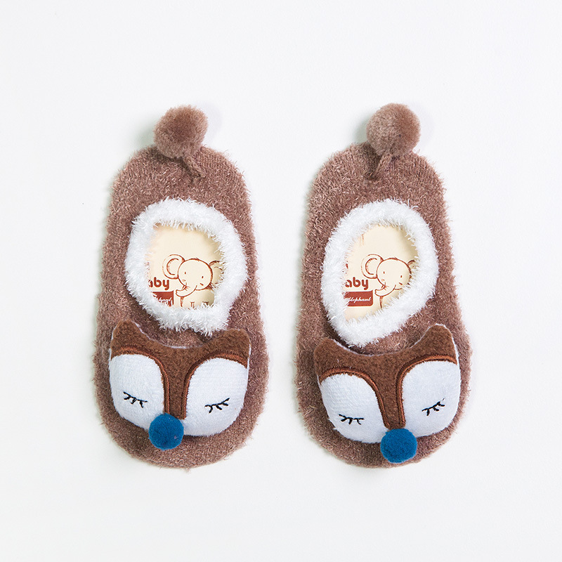 Custom Your Own Brand Christmas Fuzzy Kids Organic Shoes Pom Pom Antislip Socks Kids