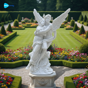 Scultura in Marmo Fatta a Mano di Cupido e Psiche, Design Europeo per Decorazione di Giardini, Chiese e Hotel, Statue d'Angelo in Stile Romano - Product Image 1