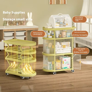 Carrito plegable para bebé, estantes con ruedas, carrito <span class=keywords><strong>auxiliar</strong></span> móvil para bebé, suministros multicapa, organizador de estantes de almacenamiento de artículos diversos para aperitivos - Product Image 2