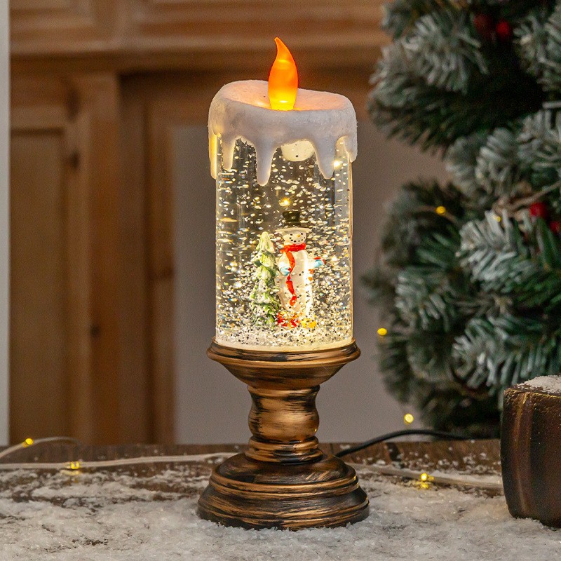 Bougie bonhomme de neige courte avec musique