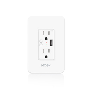 MOES WiFi Smart Power Wall <strong>Socket</strong> with <strong>USB</strong>, 2 <strong>Plug</strong> Outlets 15 Amp Divided Control US <strong>Socket</strong> - Product Image 2