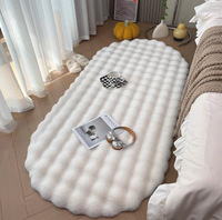 Tapis de chevet en polyester doux et moelleux, à poils plats, antidérapant, antibactérien, couleur unie, lavable, tapis de sol pour chambre à coucher, décoration intérieure