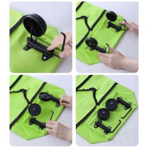 Lightweight Supermarket <b>Carts</b> Reusable <b>Foldable</b> Collapsible Shopping Trolley Bags Folding Grocery Storage Bag With Wheels - Product Image 5