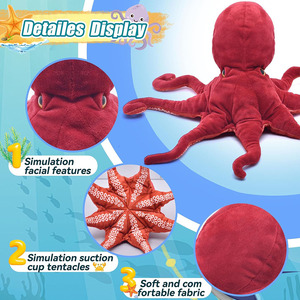 <span class=keywords><strong>Peluche</strong></span> Realistico di Polpo Gigante Rosso 7572, Morbido Giocattolo da Abbracciare, Regalo di Halloween per Bambini - Product Image 4