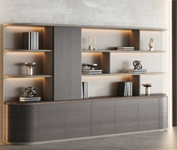 Archivador de Madera Moderno Personalizable, Estilo Panel, 4 Cajones, Altura Ajustable, para Oficina en Casa, Salas de Reuniones, Recepciones de Invitados