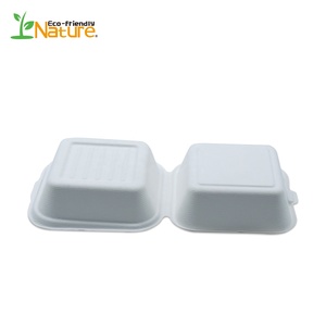 Biodegradable blanco hamburguesa caja de caña de azúcar fibras 6 pulgadas - Product Image 4