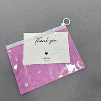 Bolsas de Plástico PVC Personalizadas, Color Rosa por Delante y Transparente por Detrás, para Empacar Joyería y Cosméticos, Bolsa Pequeña con Cierre y Logotipo