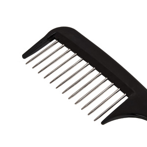 Professional Hair Styling <b>Comb</b> With Steel Needles Large Size For Salon Use Black Plastic Fork <b>Comb</b> - Product Image 3