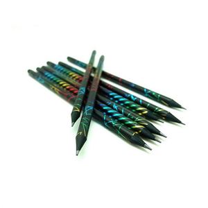 Crayon pour enfants personnalisé avec logo imprimé, en bois noir standard HB avec gomme, couleur arc-en-ciel populaire - Product Image 3