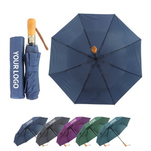 Good Quality Straight Plastic Handle Travel 3 Folding Customized Sunshade UV <b>Umbrella</b> for Rain Automatic <b>Umbrella</b> Business Gifts - Product Image 1