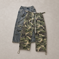 Pantalon cargo baggy camouflage sur mesure TaiDe, jean en denim délavé vintage à jambe large avec strass, fabricant OEM ODM en gros