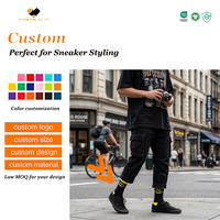 Vente directe usine : Chaussettes graphiques jaunes vifs pour skateurs, faible MOQ pour votre logo, chaussettes audacieuses aux couleurs vives pour baskets