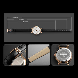 Reloj de cuarzo para mujer, esfera minimalista con diamantes, correa de cuero, resistente al agua hasta 30M, elegante reloj de vestir - Product Image 3