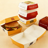 Boîte à hamburger en carton blanc jetable, double couche épaissie pour la livraison