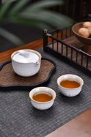 Ensemble de thé Gaiwan traditionnel chinois écologique prêt à être expédié, ensemble de thé de voyage en céramique bleue unique, sac portable