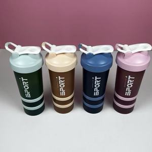 500ml PP nhựa thể thao drinkware xách tay tập thể dục ngoài trời Milkshake protein cup ba lớp mang theo xử lý lật nước - Product Image 3