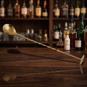Premium Eco-Friendly Classic Brass Finish <b>Stainless</b> Steel Bar Spoon Cocktail Stirrer Home Bar Professional Use 200mm Mayur - Product Image 4