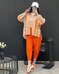 Ensemble décontracté Chemise à manches longues et pantalon Halen en coton et lin à nouer à la mode pour femmes Ensemble deux pièces - Product Image 1