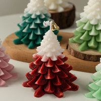 Décoration de la maison nouveauté INS forme de Noël bougie parfumée cadeau Double couleur arbre de Noël Mini parfumé luxe