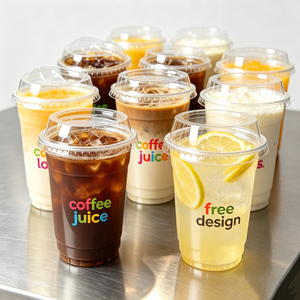 แก้วพลาสติกใสสีขาวขนาด 90 มม. สำหรับเครื่องดื่มเย็น กาแฟ ใช้แล้วทิ้ง พร้อมฝาและหลอด พิมพ์โลโก้ได้ตามต้องการ ขนาด 300 มล. 700 มล. 10 ออนซ์ 24 ออนซ์ - Product Image 1