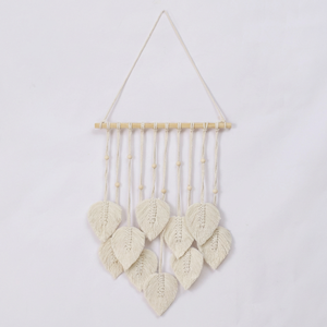 Décoration murale en macramé fait main en forme de feuille, tapisserie bohème, art mural rustique pour la vente au détail, <span class=keywords><strong>le</strong></span> dropshipping et la vente en gros - Product Image 1