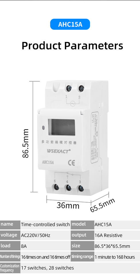 AHC15A 220V Din Rail 2 Wire Weekly 7 Days Programmable Digital TIME ...