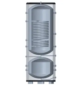 Wok Ingebouwde 2 In 1 Dhw Warmwatertank Voor Huisverwarming Opslagbank 50l + 150l Met Verwarmingsspiraal Voor Warmtepompsysteem