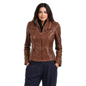 Chaqueta de Motociclista Unisex Negra de Cuero Genuino de Piel de Oveja, Corte Ajustado, Estilo Motociclista, Cierre de Cremallera, Secado Rápido, Diseño Sólido y Elegante - Product Image 1