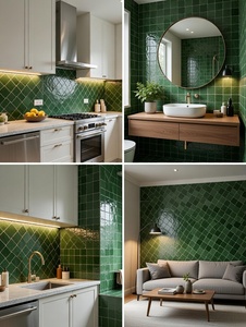 Azulejos Zellige Marroquíes Hechos a Mano, 4x4 Pulgadas, Verde Claro, 10x10cm, Azulejos de Pared para Cocina y Baño, Terracota <span class=keywords><strong>Artesanal</strong></span> - Product Image 3