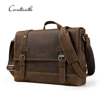 Contact's - Luxury Crazy Horse Leather Briefcase for Men
