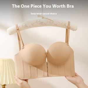 Kadın güzel 8CM büyük eğri açık geri sutyen kalınlaşmış ön düğme toplama hiçbir çelik halka Traceless U geri ön fincan - Product Image 3