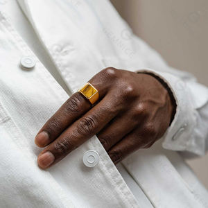 Gemnel sıcak satış 925 gümüş 18k altın vermeil kare anne inci oniks signet yüzük kadınlar için - Product Image 4