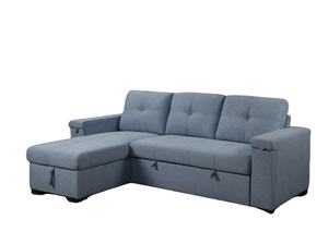 Sofá cama extensible en forma de L de diseño moderno multifuncional para sala de estar con carga USB - Product Image 2