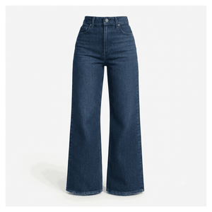 Jean en denim délavé taille mi-haute à jambe large, coupe ample en coton, style vintage déchiré, décontracté, pour l'automne, fabriqué au Bangladesh - Product Image 1