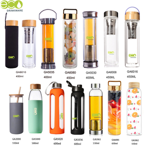 Bottiglia d'Acqua <span class=keywords><strong>in</strong></span> Vetro a Doppia Parete Isolata con Infusore per Tè e Frutta, Coperchio <span class=keywords><strong>in</strong></span> <span class=keywords><strong>Bambù</strong></span>, Senza Ordine Minimo - Product Image 1