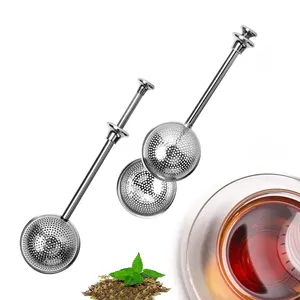 Separador de chá telescópico, de aço inoxidável, filtro, para infusões de chá com alça, E-PIN