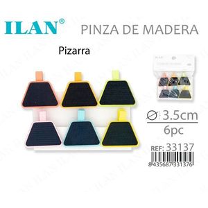 Pince à linge en bois avec mini tableau noir 3,5 cm 6 pièces Pizarra - Product Image 3