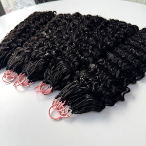 Extensions de cheveux bouclés en crochet, cheveux humains, noir naturel, pointes bouclées douces, pour looks bohèmes au crochet. - Product Image 6