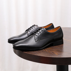 Nouvelles chaussures en cuir à bout pointu pour tenue de cérémonie, chaussures en cuir noir pour hommes, chaussures en cuir peintes à la main pour hommes - Product Image 2