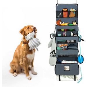 Over the Door Hanging Organizer 5-<b>Shelf</b> Hanging Storage Pet Dog <b>Hooks</b> Mesh Pvc Bag Large Capacity Pockets - Product Image 2