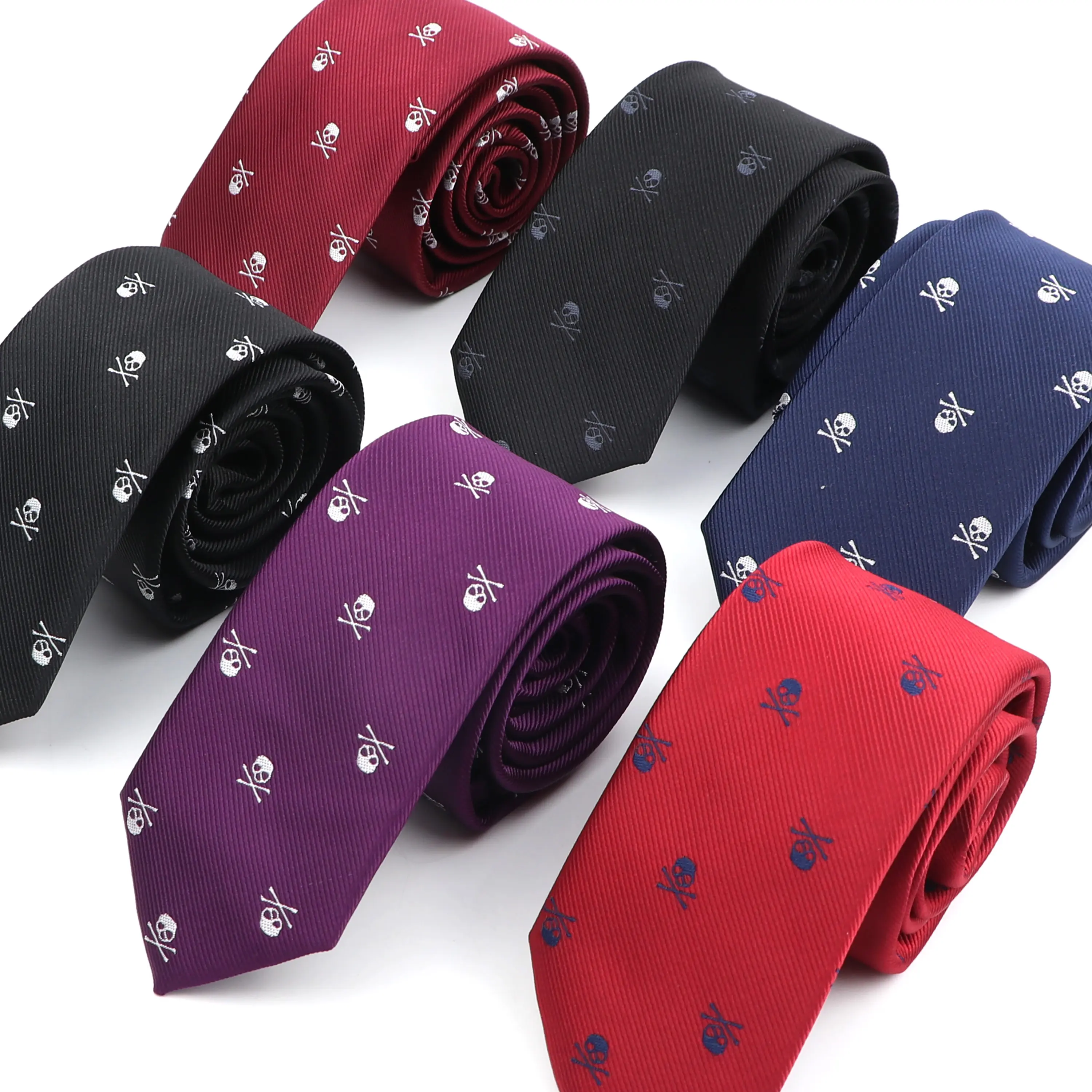 Skull Ties Men New Casual Slim Classic Polyester Neckties Fashion Man for Wedding Halloween Party Male tie Neckwear