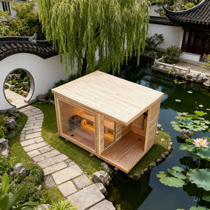 غرفة ساونا عائلية مربعة الشكل لعام 2026 متوفرة لفترة محدودة تتسع لـ 4-6 أشخاص، ساونا خارجية على شكل برميل مع مجموعة دش - Product Image 5