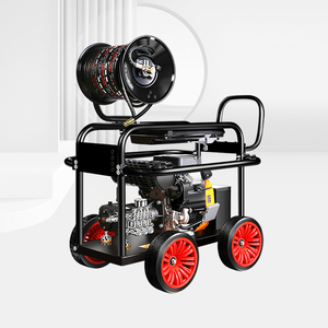 Machine de nettoyage et de dragage de canalisations haute pression à eau froide avec moteur essence 37 CV, double cylindre, déboucheur de canalisations, état neuf - Product Image 1
